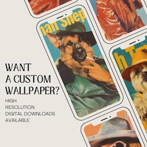 Custom Retro 70s mid century iconic fashion gangster portraits, gifts for him, funny gifts