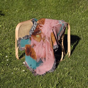 Dog Woven Blanket, custom 70s printdog portrait