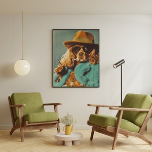 Custom Retro 70s mid century iconic fashion gangster portraits, gifts for him, funny gifts