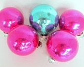 50% Off SALE Vintage Glass Christmas Ornament Set of 5 Balls
