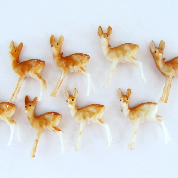 Vintage Tiny Plastic Fawn Deer Bambi/ Set of 8/ Vintage Miniature Deer