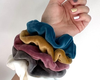 Juego de coleteros de terciopelo de felpa, colores neutros – Cintas suaves para el pelo
