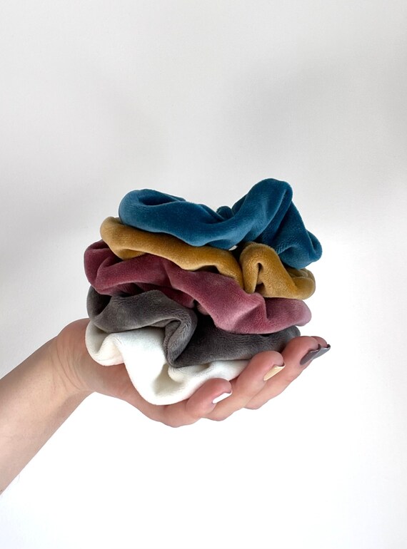 Colorful Plush Hair Scrunchies Set Lush Velvet Scrunchie set of 8 – NEON SOL main image 2