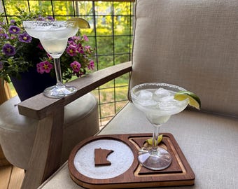 Personalized Margarita Board | Custom State Salt Rim Board | Bamboo Margarita Serving Board