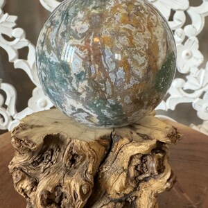 Moss Agate Sphere, 1.6 lbs, 3in diameter
