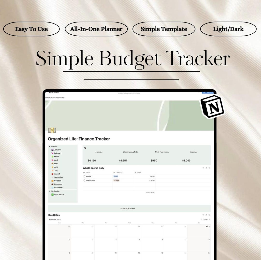 Beginner Notion Budget Template | Simple Finance Tracker | Paycheck ...