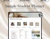 Simple Notion Student Template | Minimalist Academic Dashboard | College University Organizer | Assignment Tracker School Hub