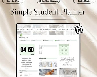 Notion Student Planner Academic Dashboard Study Organizer System Assignment Tracker School Template Digital Download