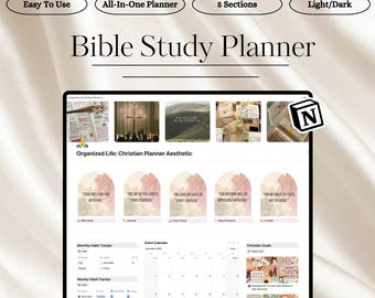 Notion Faith Planner | Digital Bible Study Guide | Quiet Time Organizer | Scripture Study Hub