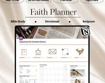 Bijbelstudie- en geloofsplanner | Notion dagboek voor overdenkingen en Bijbelteksten