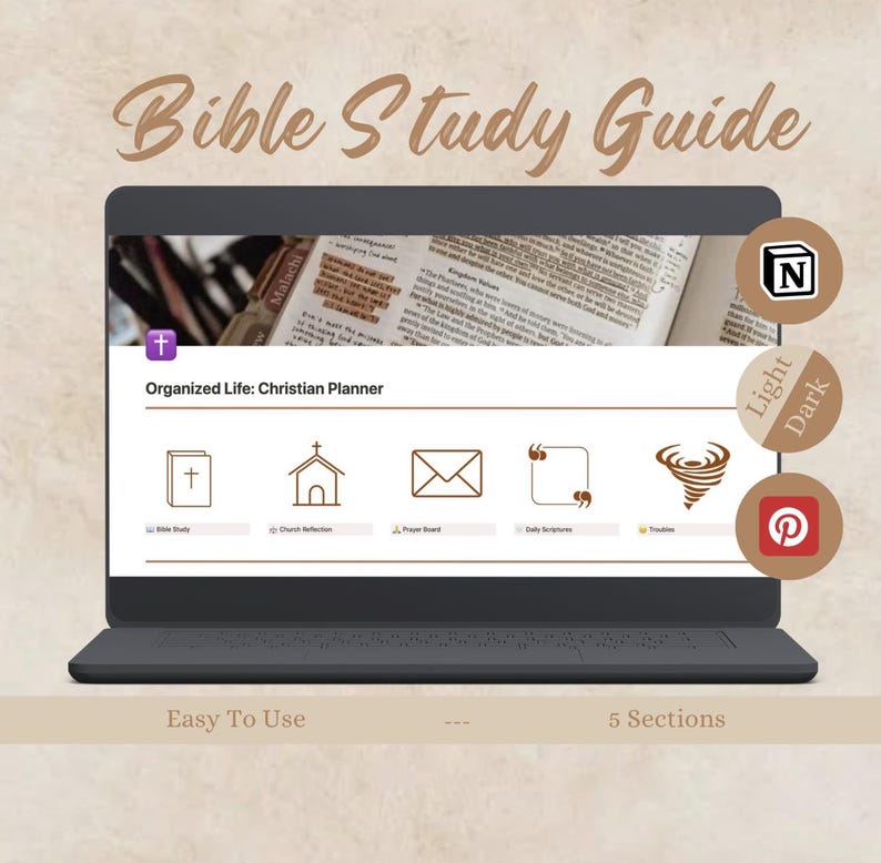 Notion Template Bible Study Guide, Christian Planner, Prayer Request