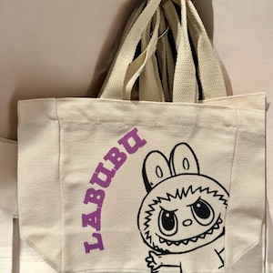 Labubu Inspired Canvas Tote Bag