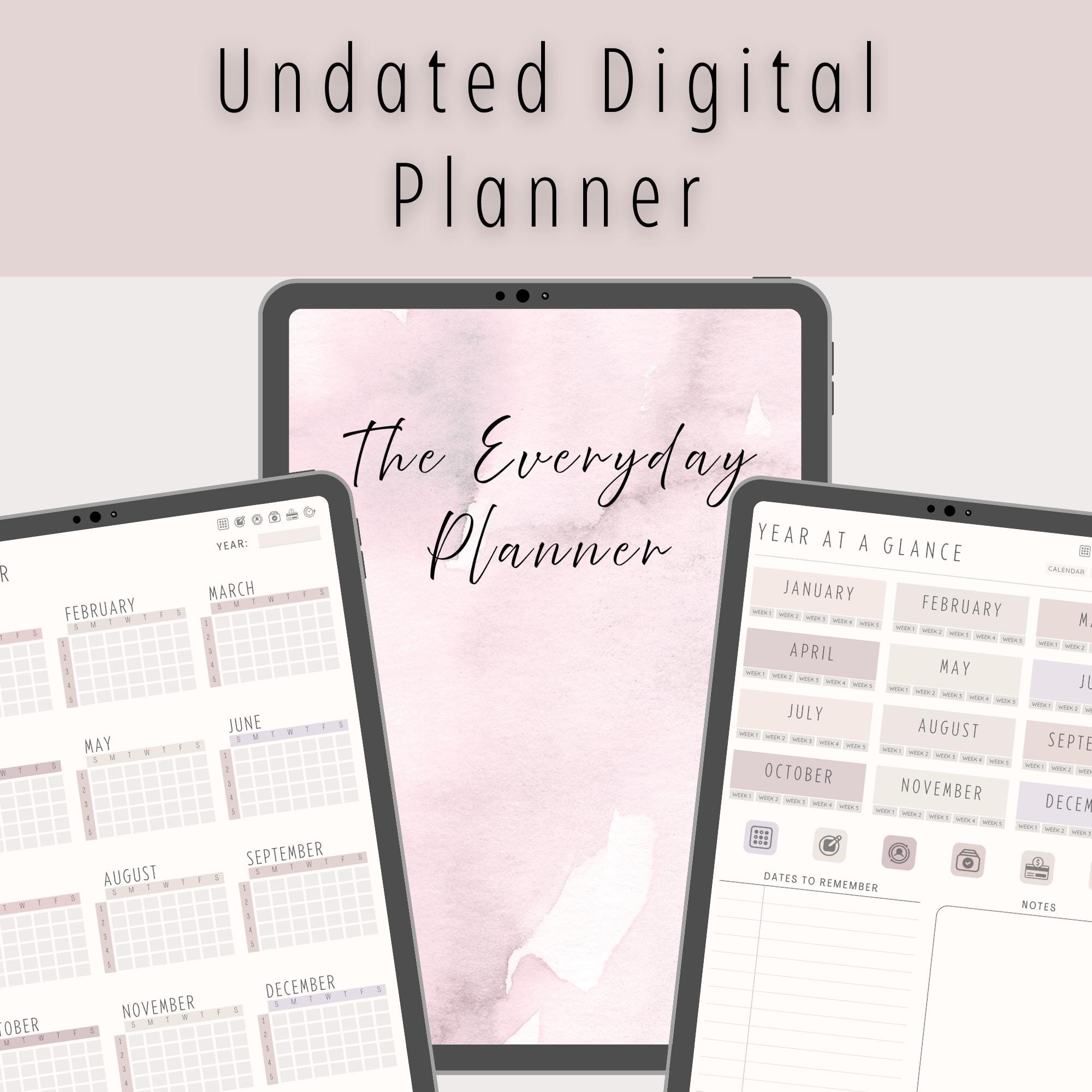 Sleek Undated Digital Planner | Hyperlinked PDF for Goodnotes iPad ...
