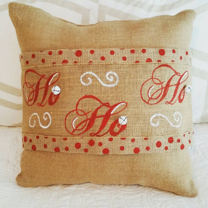 Handpainted Burlap Pillow Wraps for Christmas With Ho Ho Ho Etsy
