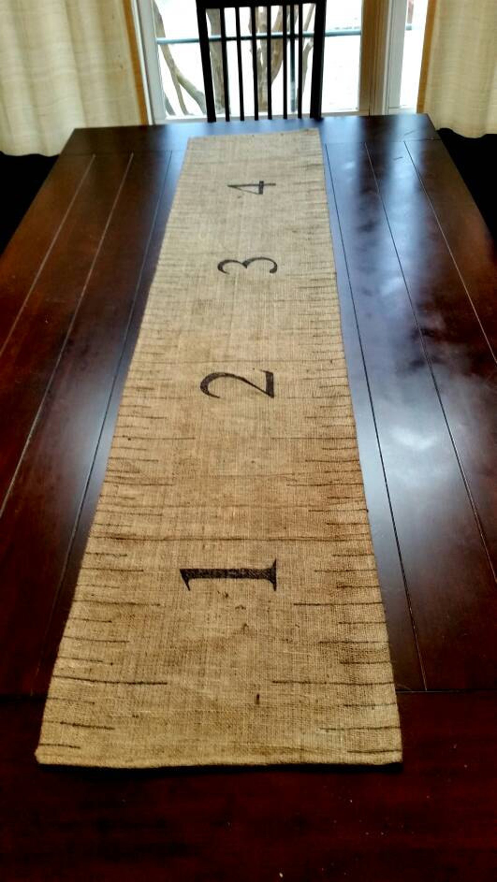 Handpainted Burlap Ruler Table Runner 72 Inch Etsy