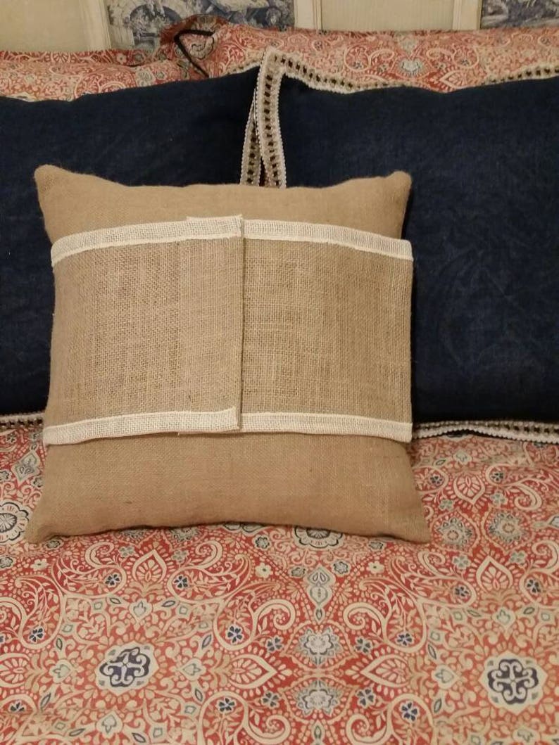 Thankful Handpainted Burlap Pillow Wrap With Wood Slice Etsy