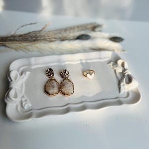 Handcrafted Jesmonite Bow Tray, Trinket Dish, Jewelry Display