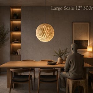 Designer Pendelleuchte Polaris 300, Moderne Kugel Hängeleuchte ,Design Lampenschirm mit feiner Textur , Modern Lampshade livestyle Soho NY