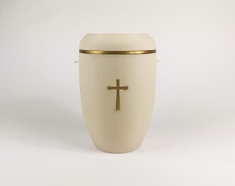 Urn gemaakt van biobased PLA, kleur crème/goud