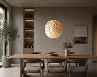 Designerlampenkap Solis 300, moderne bolvormige hanglamp, hanglamp gemaakt van biomateriaal, moderne plafondverlichting Lifestyle Soho NY