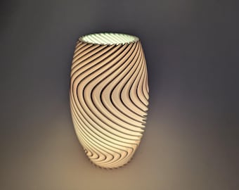 Moderne tafellamp van houtvezels / moderne tafelverlichting voor elk huis / woonkamerdecoratie / cadeau / LED-tafellamp