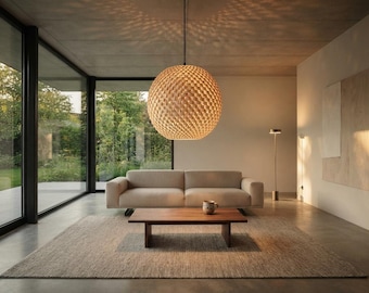 Designerlampenkap Solis 400, moderne bolvormige hanglamp, hanglamp gemaakt van biomateriaal, moderne plafondverlichting Lifestyle Soho NY