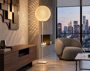 Vloerlamp, designlamp, Polaris 400 vloerlamp gemaakt van organische houtvezels, design vloerlamp, lamp in boho-stijl, moderne vloerlamp voor je woonkamer