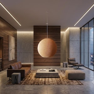 Designer lampshade Polaris 300, modern spherical pendant light, pendant light made of bio-material, modern ceiling lighting lifestyle Soho NY