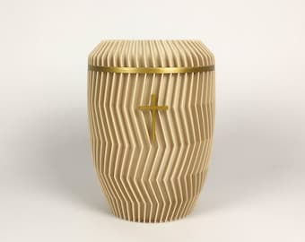 Urn gemaakt van biobased PLA, kleur: beige/goud