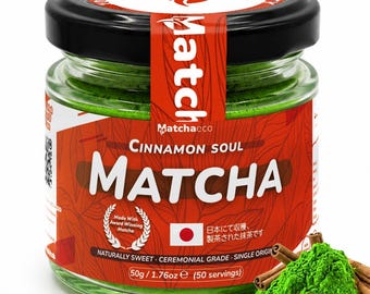 Matchaeco / Té verde matcha con canela en polvo: auténtico matcha japonés de grado ceremonial molido en piedra, con ingredientes totalmente naturales.