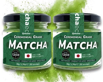 Matchaeco / Té verde matcha en polvo: Grado ceremonial, paquete doble. Auténtico matcha japonés molido en piedra. Origen único. Primera cosecha.