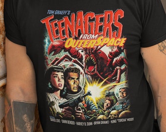 Teenagers from Outer Space Shirt MST3K T-Shirt Horror Tshirt Tom Graeff Sci Fi Tee 50s Tshirts Retro Tom Servo Crow Roll Call Shirts Torcha