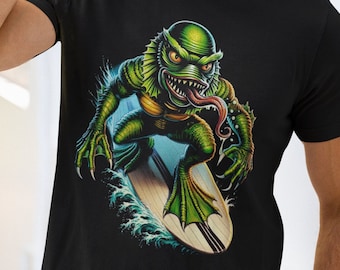 The Creature from The Black Lagoon Shirt Gill Man Surfer T Shirt Cool Surf T-Shirts Horror Top Gillman T-Shirt Gothic Classic Monsters Merch