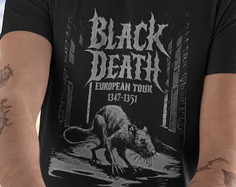 The Black Death Shirt European Tour T-Shirt Rat Tshirt Gothic Apparel Dark Fashion Retro Tee 1347 1351 Creepy Humor Funny Horror Present