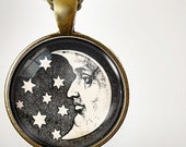 Classic Moon : Glass Dome Necklace, Pendant or Keychain Key Ring. HomeStudio Jewelry Gifts and Presents. Black Friday
