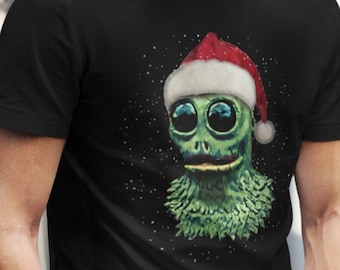 Christmas Sleestak Tee Shirt Land of The Lost Santa Hat Tshirt Retro Cool T-Shirt  Reptile Alien Show Hiss Geek Saturday Morning Sleestaks