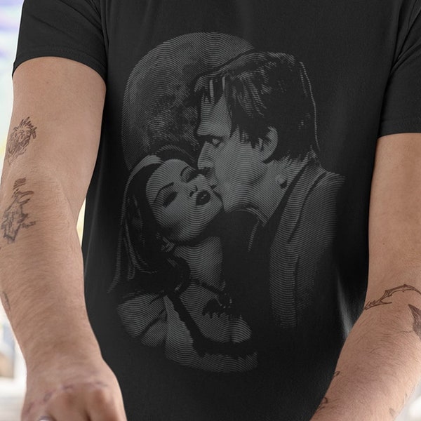 The Munsters Tee Herman Lily Kiss Shirt by HomeStudio Valentine T Shirt Unisex Classic Horror T-Shirt Monster Punk Merch Lilly Made for Each