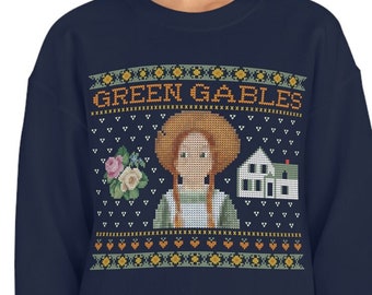 Anne of Green Gables SWEATSHIRT Holiday Apparel Anne  Green Gable Hoodie Gift for Daughter Ugly Christmas Sweater Women Funny Red a