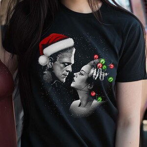 The Bride of Frankenstein Christmas Shirt Her Monster His Bride T Shirt T-Shirts Horror Holiday Love T-Shirt Gothic Tee Monsters Style
