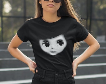 Blythe Shirt Doll Face T-Shirt Retro Shirts Big Eyes T-Shirts Gift Tee for Collector Mod Goth Gothic 60s Style Pop Art Blyth Tees 1960s