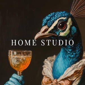 Peacock Cocktail Art Print - Vintage Bar Picture, Dapper Victorian Style, Whimsical Lounge, Tavern Theme image 4