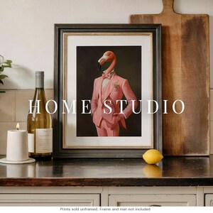Pink Suit Flamingo Art Print - Dapper Bird Picture, Vintage Gentleman Style, Quirky Florida Animal image 6