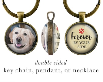 Pet Remembrance, Forever By Your Side, Pet Charm, Double Sided, Custom Photo, Personalized Key Chain, Remember Your Pet, Dog Key Chain, My
