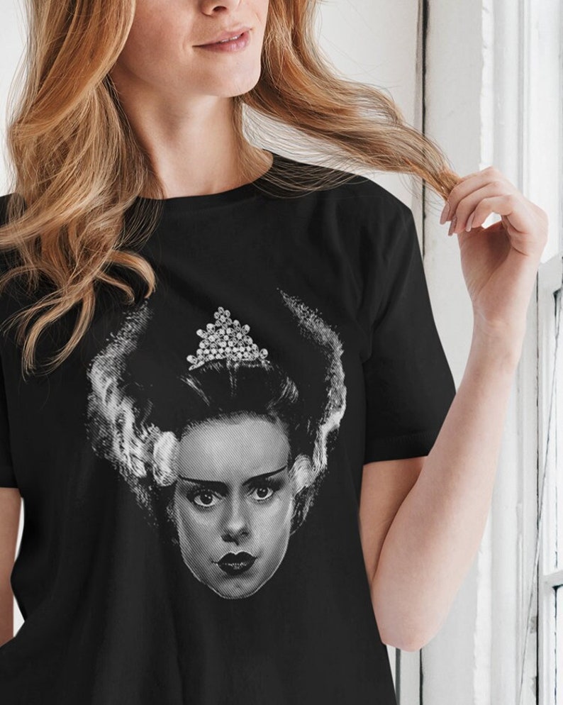 The Bride of Frankenstein Shirt Audrey Style T Shirt Cool T-Shirts Hollywood Glam Horror T-Shirt Gothic Tee Breakfast Monsters Fashion Love image 1