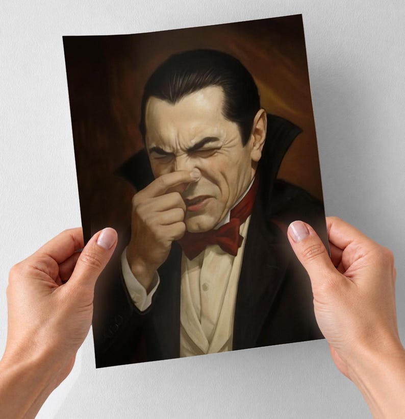Dracula Bathroom Print - Funny Gothic Wall Art, Vampire Guest Bath Decor, Spooky Halloween Humor image 2