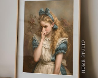 Arte de Alicia para el baño - Decoración de pared del País de las Maravillas, lámina divertida para el tocador, retrato victoriano