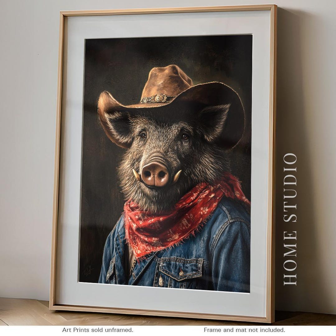 Razorback Cowboy Art Print - Western Arkansas Picture, Rustic Texas ...