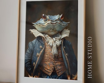 Maryland Blue Crab Portrait - Chesapeake Bay Decor, Coastal Kitchen Art, Quirky Seafood Print