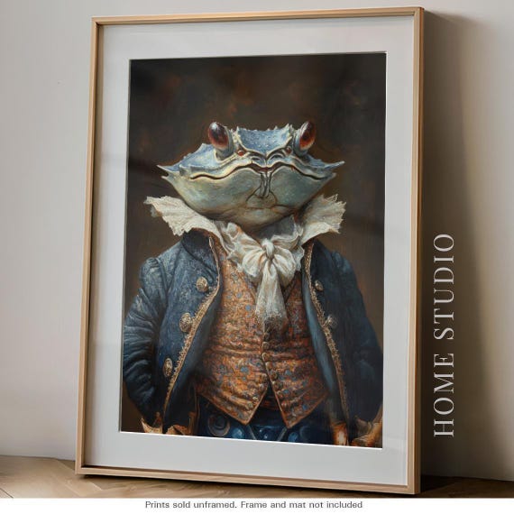 Maryland Blue Crab Portrait - Chesapeake Bay Decor, Coastal Kitchen Art, Quirky Seafood Print