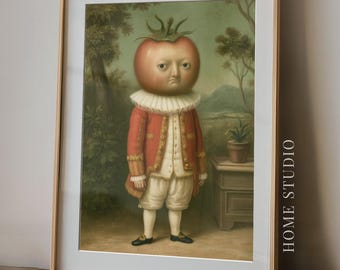 Arte de retratos de tomates - Decoración de pared para cocina, lámina vintage de verduras, láminas divertidas para el jardín